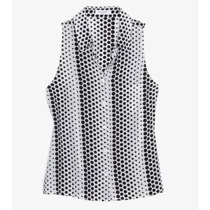 Equipment Mina Black and White Dot Print Sleeveless Blouse - Size Small